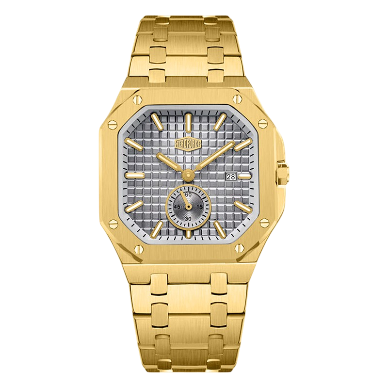HEROFORCE Luxury Quartz Men's Watch - gold watch grey dial