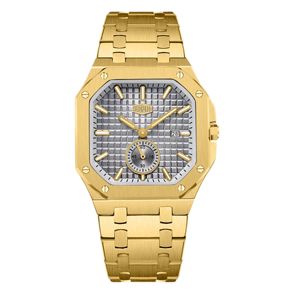 HEROFORCE Luxury Quartz Men's Watch - gold watch grey dial