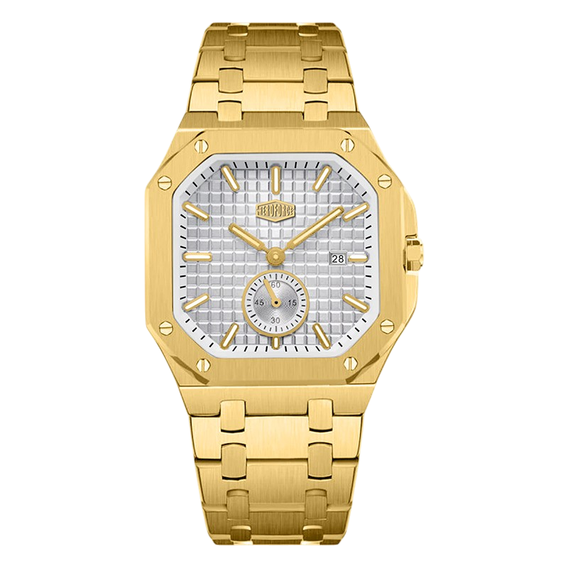 HEROFORCE Luxury Quartz Men's Watch - gold watch white dial