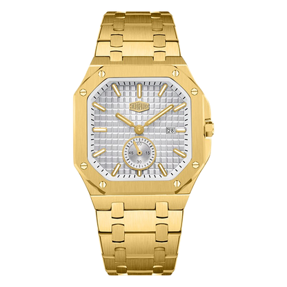 HEROFORCE Luxury Quartz Men's Watch - gold watch white dial