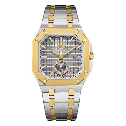 HEROFORCE Luxury Quartz Men's Watch - silver gold watch grey dial