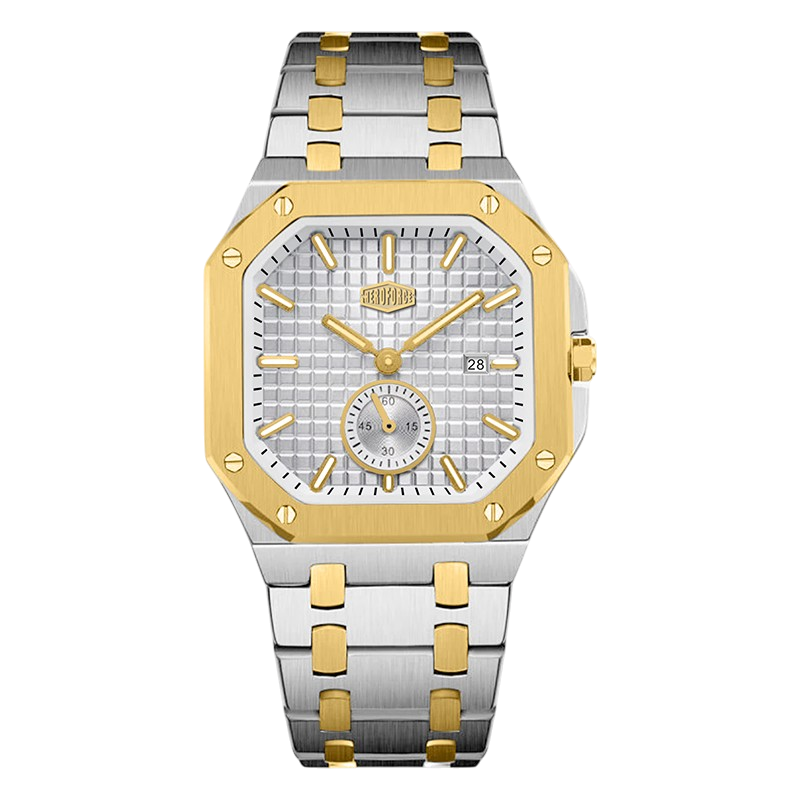 HEROFORCE Luxury Quartz Men's Watch - silver gold watch white dial