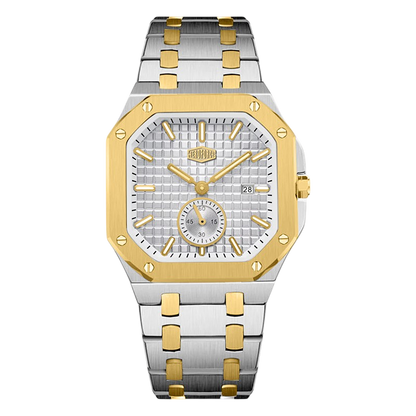 HEROFORCE Luxury Quartz Men's Watch - silver gold watch white dial