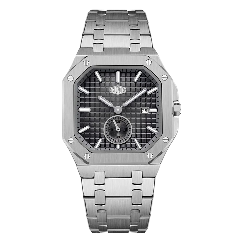 HEROFORCE Luxury Quartz Men's Watch - silver watch black dial
