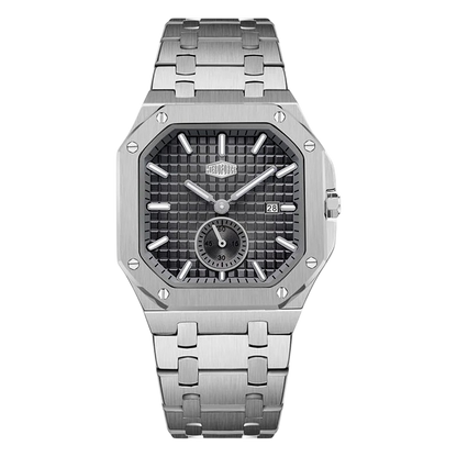HEROFORCE Luxury Quartz Men's Watch - silver watch black dial