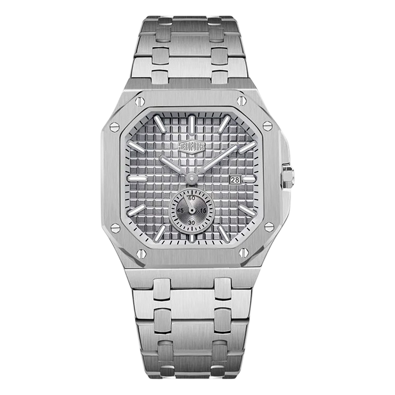 HEROFORCE Luxury Quartz Men's Watch - silver watch grey dial