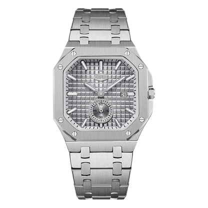 HEROFORCE Luxury Quartz Men's Watch - silver watch grey dial