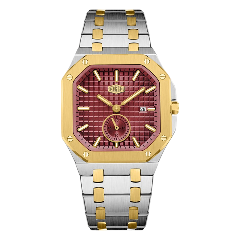 HEROFORCE Luxury Quartz Men's Watch - two-tone red dial watch