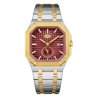 HEROFORCE Luxury Quartz Men's Watch - two-tone red dial watch