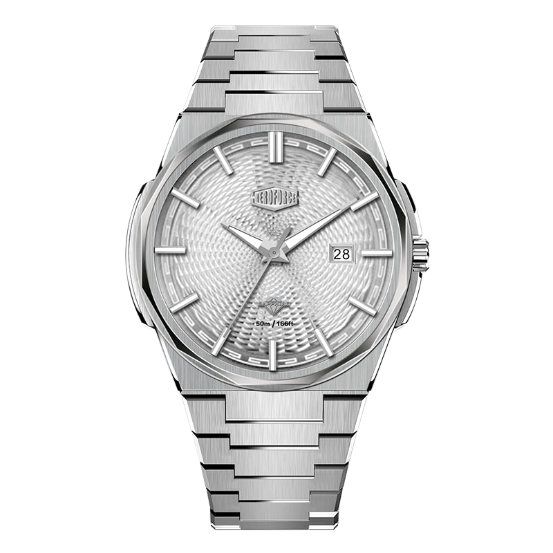 white dial silver accents