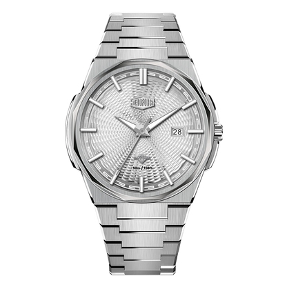 white dial silver accents
