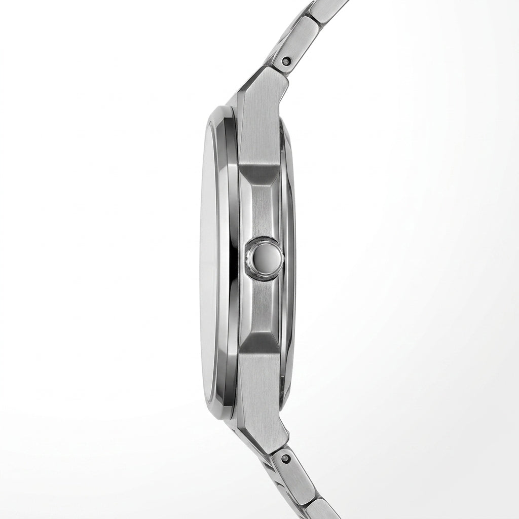 HeroForce-5040B White dial steel watch Side Profile