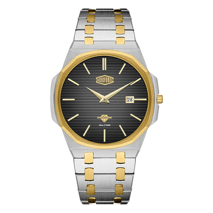 HeroForce-5040B black dial two-tone watch