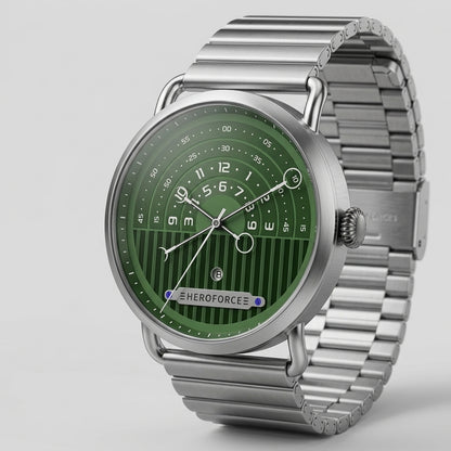 angled view green dial