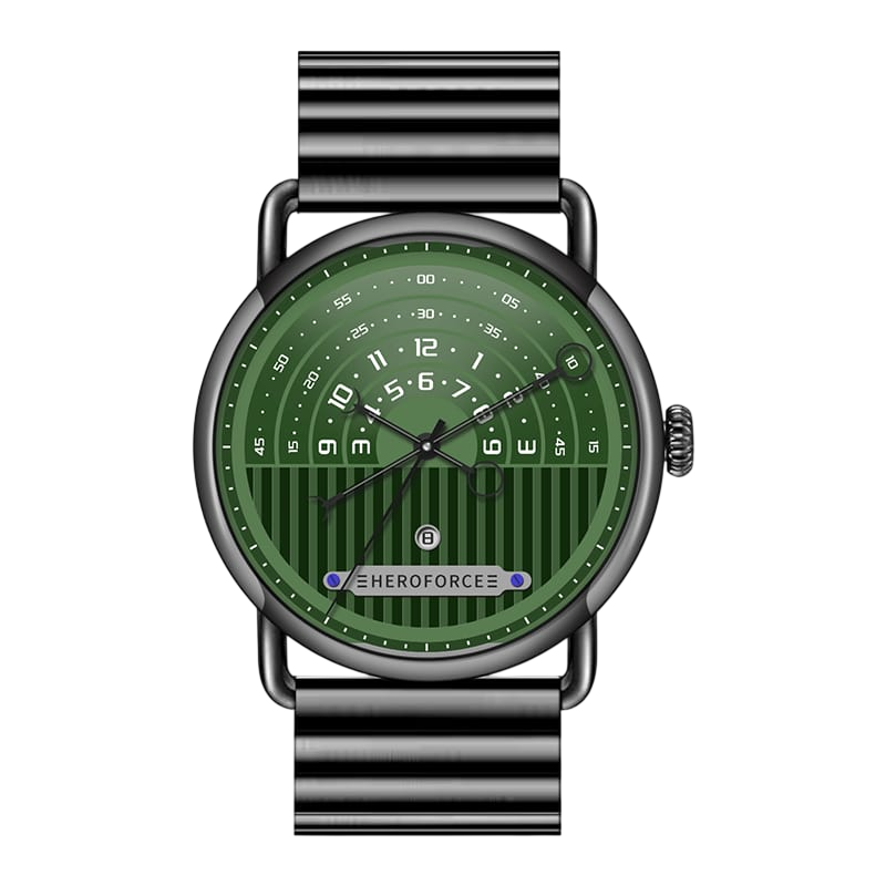 HeroForce 5005B green dial watch, isolated