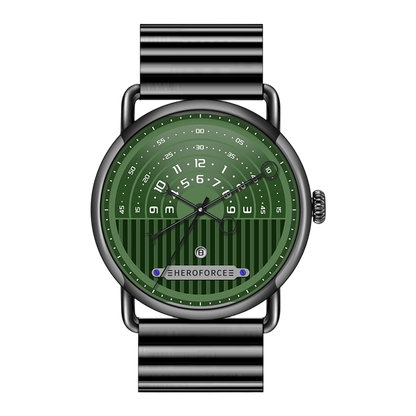 HeroForce 5005B green dial watch, isolated