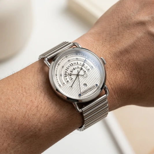 HeroForce 5005B on wrist, white dial
