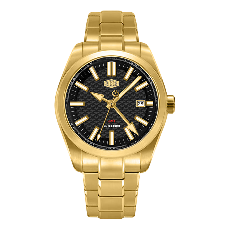 HeroForce 5031 Luxury Square Analog Watch - gold black dial watch
