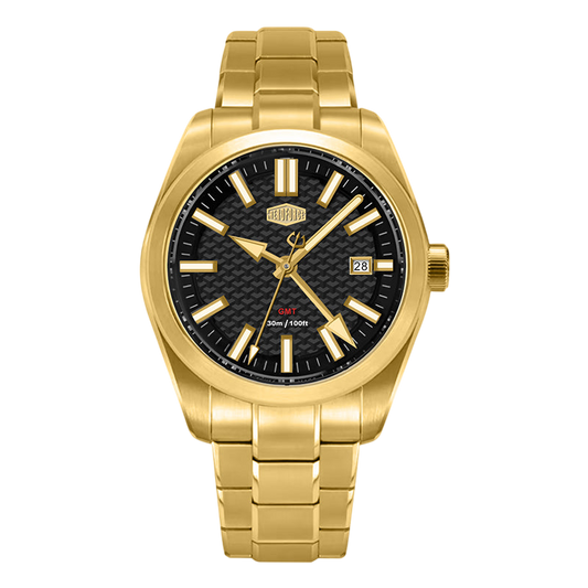 HeroForce 5031 Luxury Square Analog Watch - gold black dial watch