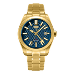 HeroForce 5031 Luxury Square Analog Watch - gold blue dial watch