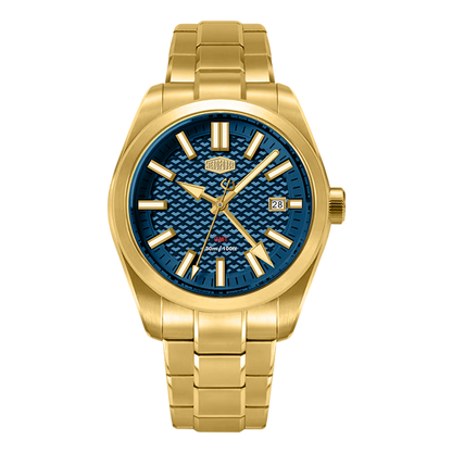HeroForce 5031 Luxury Square Analog Watch - gold blue dial watch