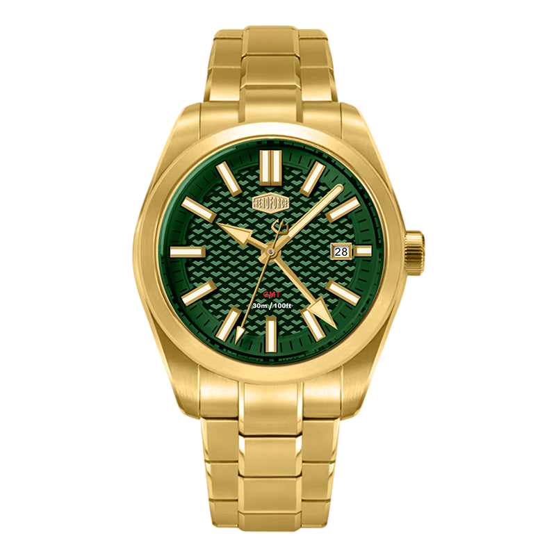 HeroForce 5031 Luxury Square Analog Watch - gold green dial watch