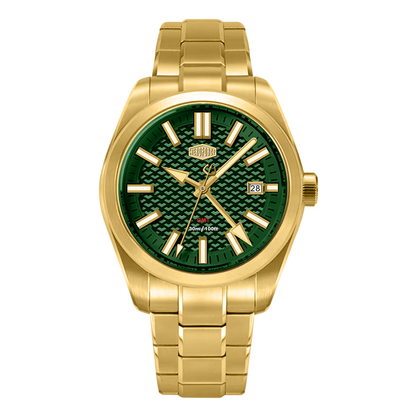 HeroForce 5031 Luxury Square Analog Watch - gold green dial watch