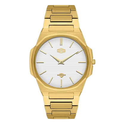 HeroForce 5037A - gold watch white dial