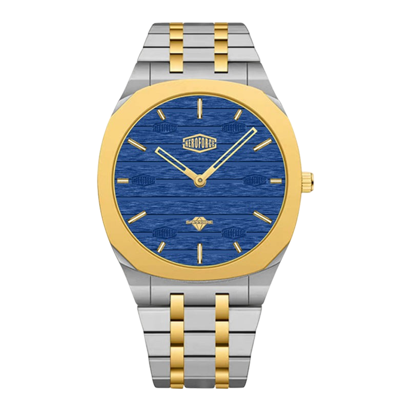 HeroForce 5038 - blue dial gold bezel