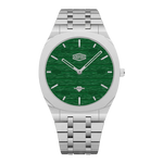 green dial steel watch