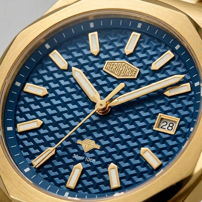 HeroForce 5041 Luxury Ana - 3D mosaic dial, mineral crystal, analog watch, quiet luxury