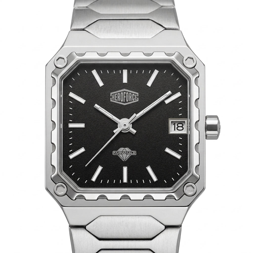 HeroForce 5045 Square Cas - square dial, crisp details, luxury finish