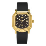 HeroForce 5051P Black Strap Light Edition – Men’s Square Business Watch gold case black dial