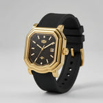 HeroForce 5051P Black Strap Light Edition – Men’s Square Business Watch gold watch angled view
