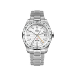 HeroForce 5056 Silver Light Edition GMT Stainless Steel Quartz Watch - white dial, steel watch, front view
