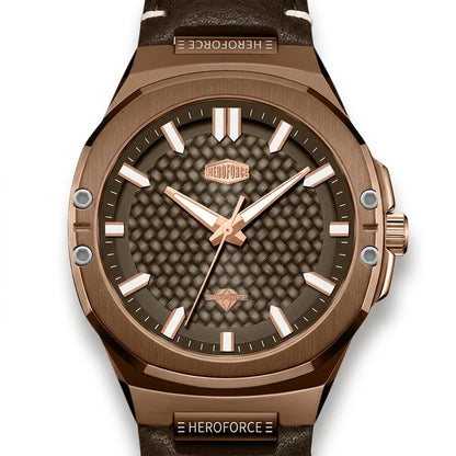 Heroforce 5033B Brown Edition - luxury watch dial, sharp detail, macro