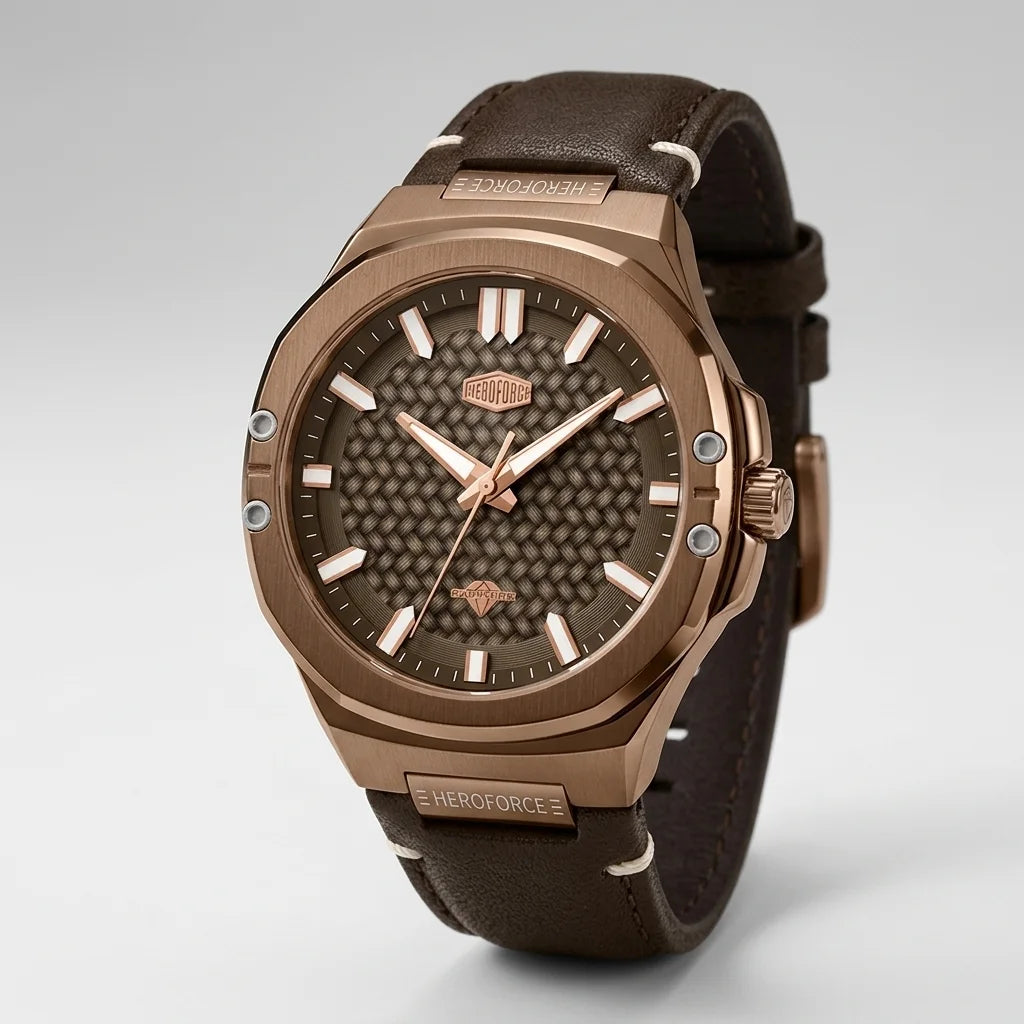 Heroforce 5033B Men's Textured Dial Watch - brown luxury watch
