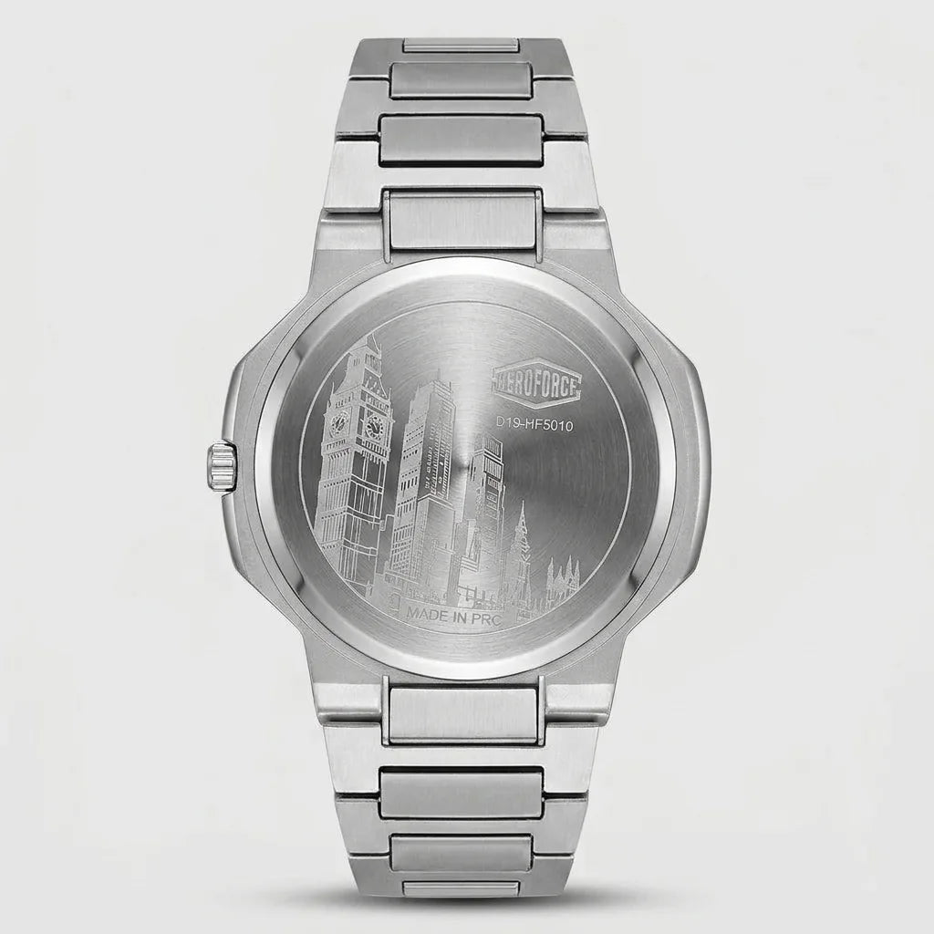 Heroforce 5037A Luxury Octagonal Watch Silver Steel Light Edition case back