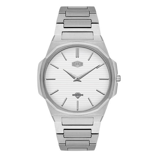 Heroforce 5037A Luxury Octagonal Watch Silver Steel Light Edition white dial silver accents