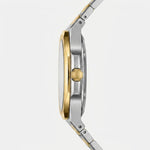 Side view - Silver and Gold Stainless Steel Watch with Black Dial and Small Seconds