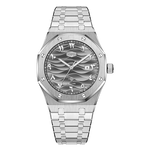grey dial steel watch