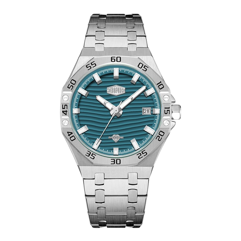 front view blue dial