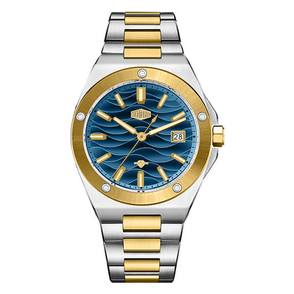 blue wave dial watch