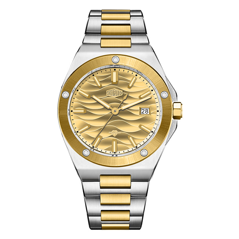 gold wave dial watch