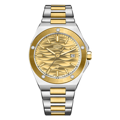 gold wave dial watch