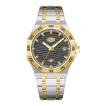 grey wavy dial, two-tone watch