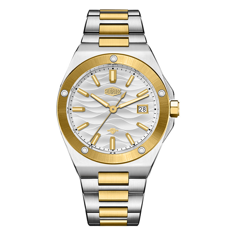 white wave dial watch