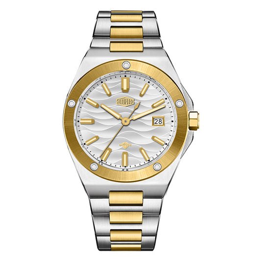 white wave dial watch