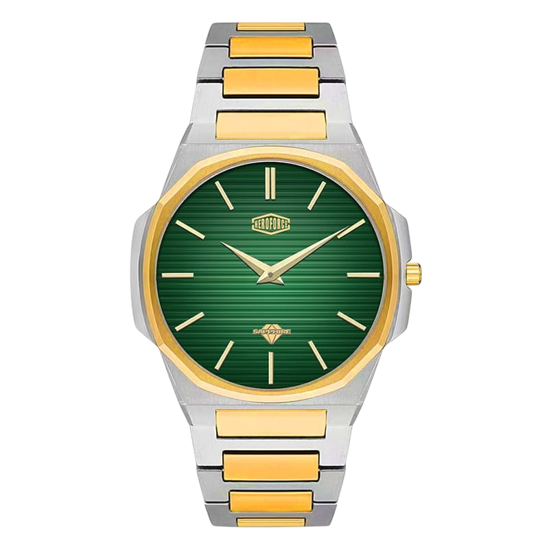 green dial two-tone watch