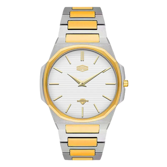 white dial two-tone watch